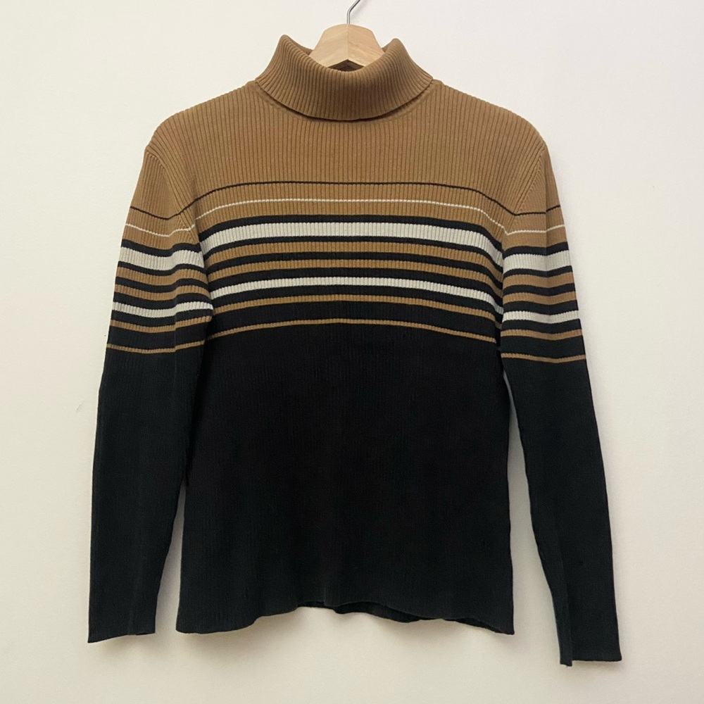 100% Cotton Ribbed Knit Turtleneck Sweater